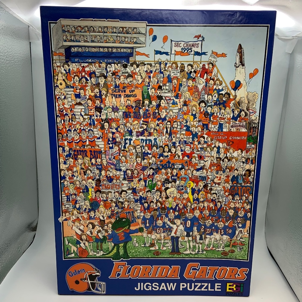 Vintage University of Florida Gators UF Cartoon Jigsaw Puzzle 513 Pieces